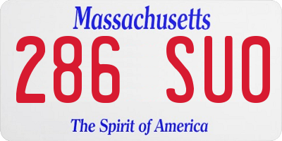 MA license plate 286SU0