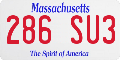 MA license plate 286SU3