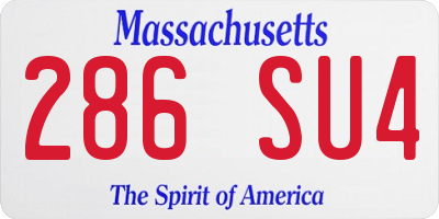 MA license plate 286SU4