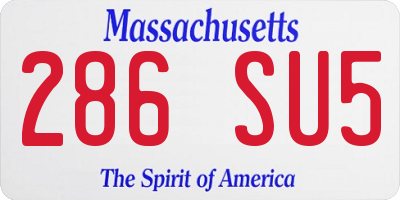 MA license plate 286SU5
