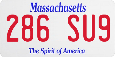MA license plate 286SU9