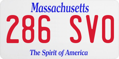 MA license plate 286SV0