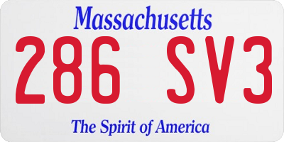 MA license plate 286SV3