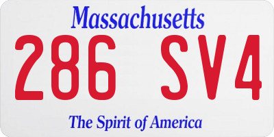 MA license plate 286SV4