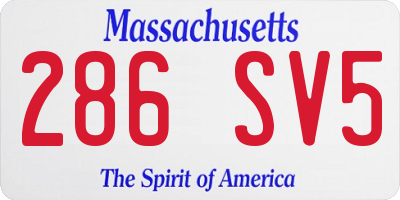 MA license plate 286SV5
