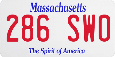 MA license plate 286SW0