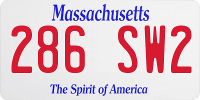 MA license plate 286SW2