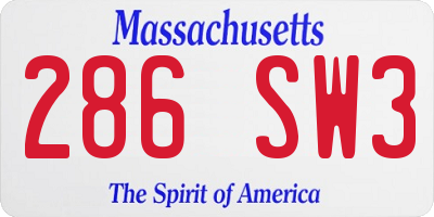 MA license plate 286SW3
