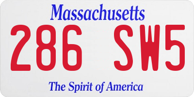 MA license plate 286SW5