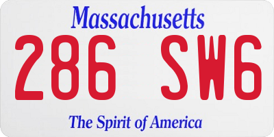 MA license plate 286SW6