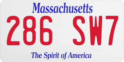MA license plate 286SW7