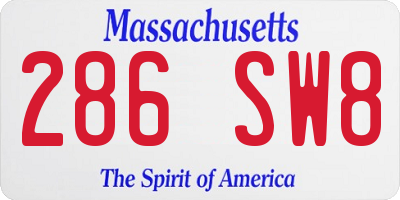 MA license plate 286SW8