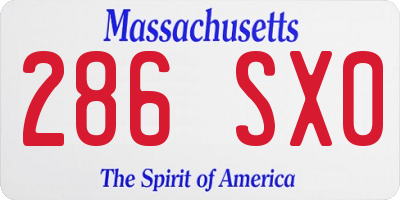 MA license plate 286SX0