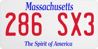 MA license plate 286SX3