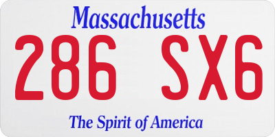 MA license plate 286SX6