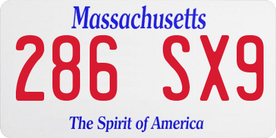 MA license plate 286SX9