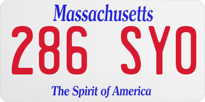 MA license plate 286SY0