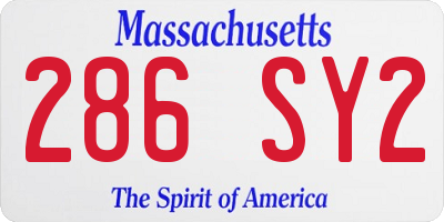 MA license plate 286SY2