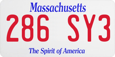 MA license plate 286SY3