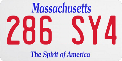 MA license plate 286SY4