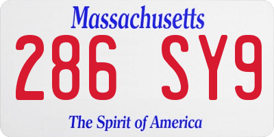 MA license plate 286SY9