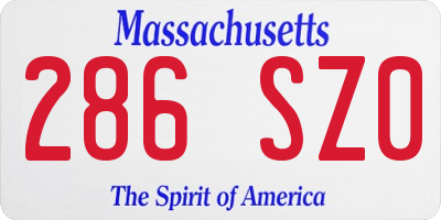 MA license plate 286SZ0