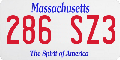 MA license plate 286SZ3