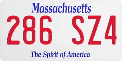 MA license plate 286SZ4