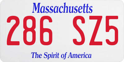 MA license plate 286SZ5
