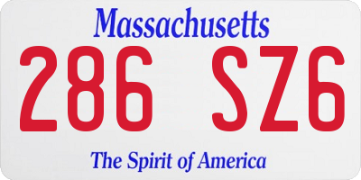 MA license plate 286SZ6