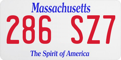 MA license plate 286SZ7