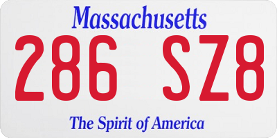 MA license plate 286SZ8