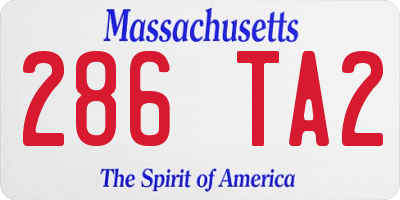MA license plate 286TA2