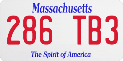 MA license plate 286TB3