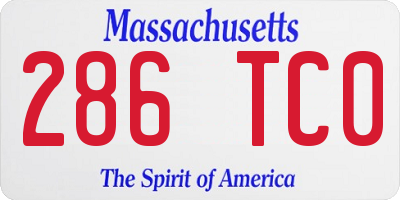 MA license plate 286TC0