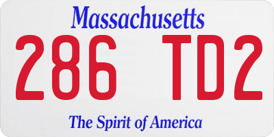 MA license plate 286TD2