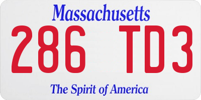 MA license plate 286TD3