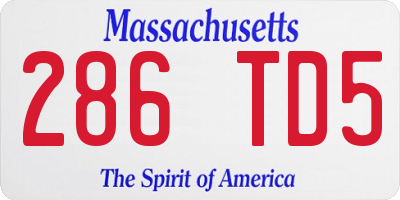 MA license plate 286TD5