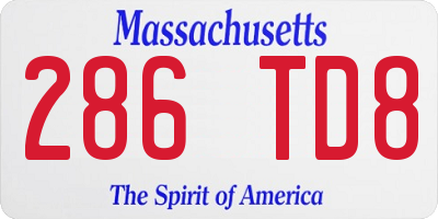 MA license plate 286TD8