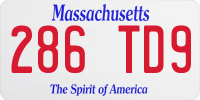 MA license plate 286TD9