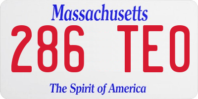 MA license plate 286TE0