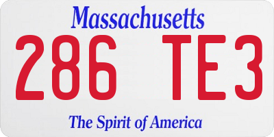 MA license plate 286TE3