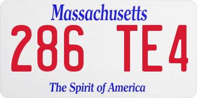 MA license plate 286TE4