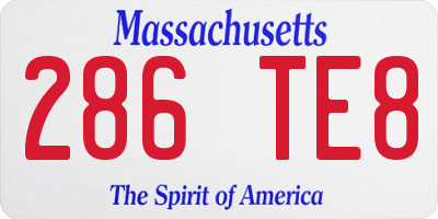 MA license plate 286TE8