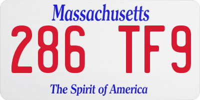 MA license plate 286TF9