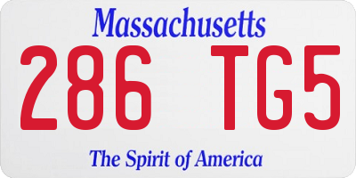 MA license plate 286TG5
