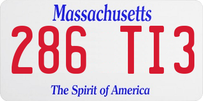 MA license plate 286TI3