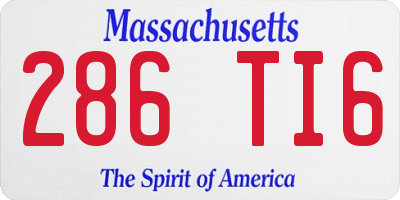 MA license plate 286TI6
