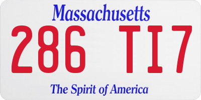 MA license plate 286TI7