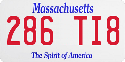 MA license plate 286TI8